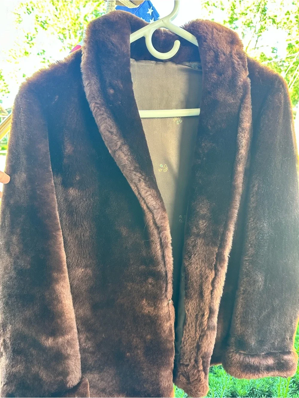Vintage Fur Jacket with Leather Backing & Skinner Satin Lining